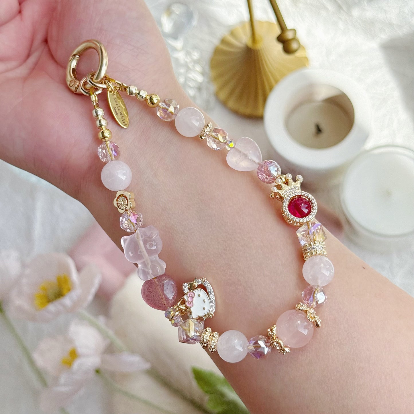 [Mini:13cm] Princess Hello Kitty in Rose Quartz, Strawberry Quartz & Red Star Ruby