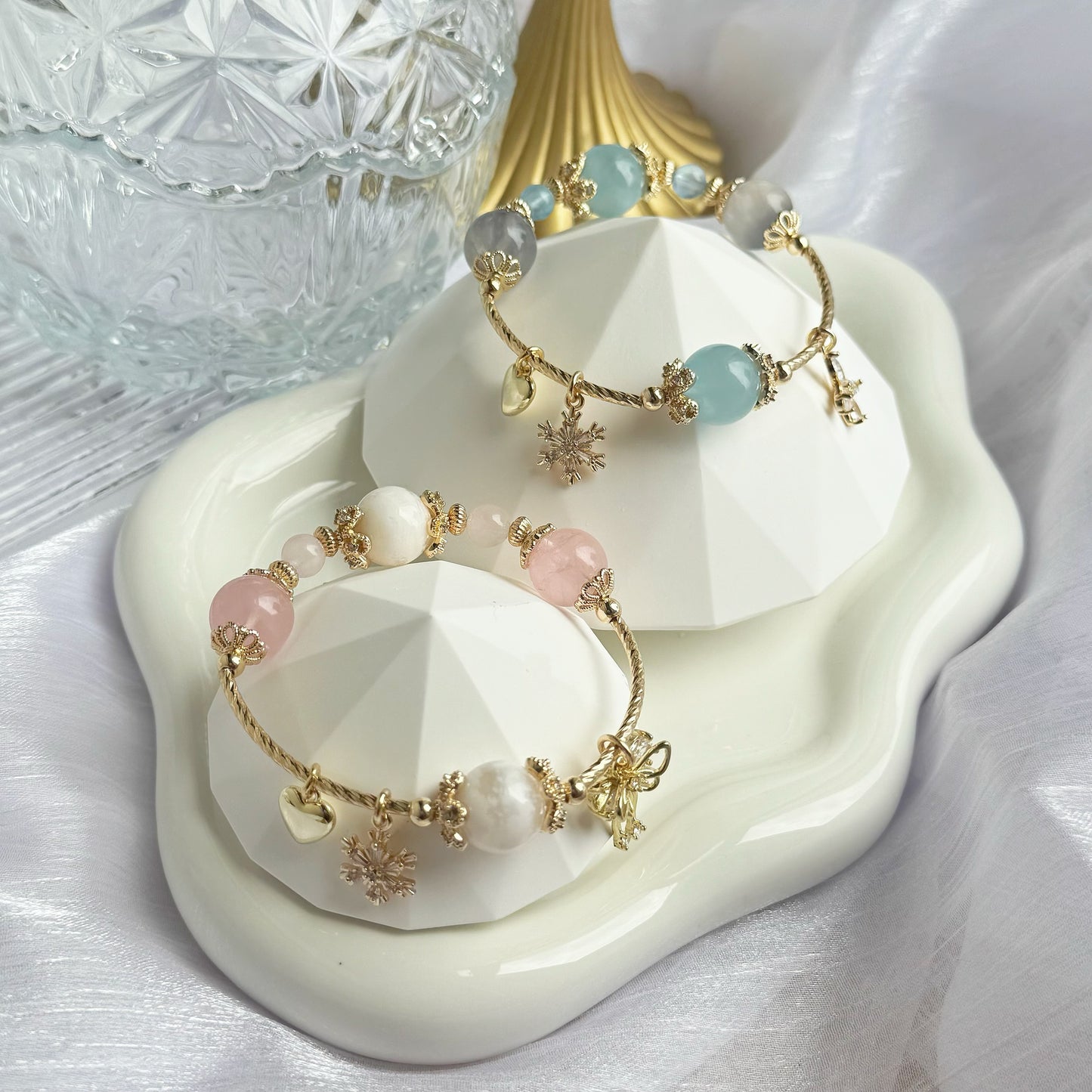 DIANA in Pink Snowflake Phantom & Madagascar Rose Quartz [ WS: 14.5 - 15cm]