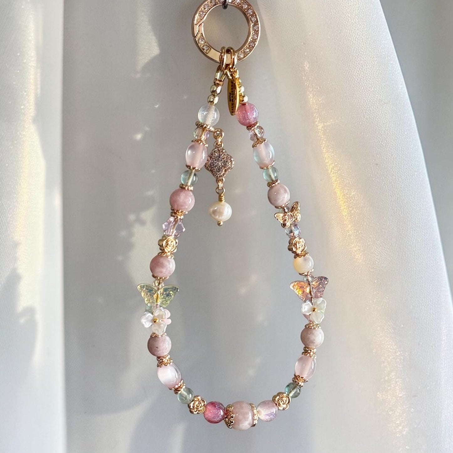 ALTHEA in Pink Lepidolite, Green Fluorite & Freshwater Pearl