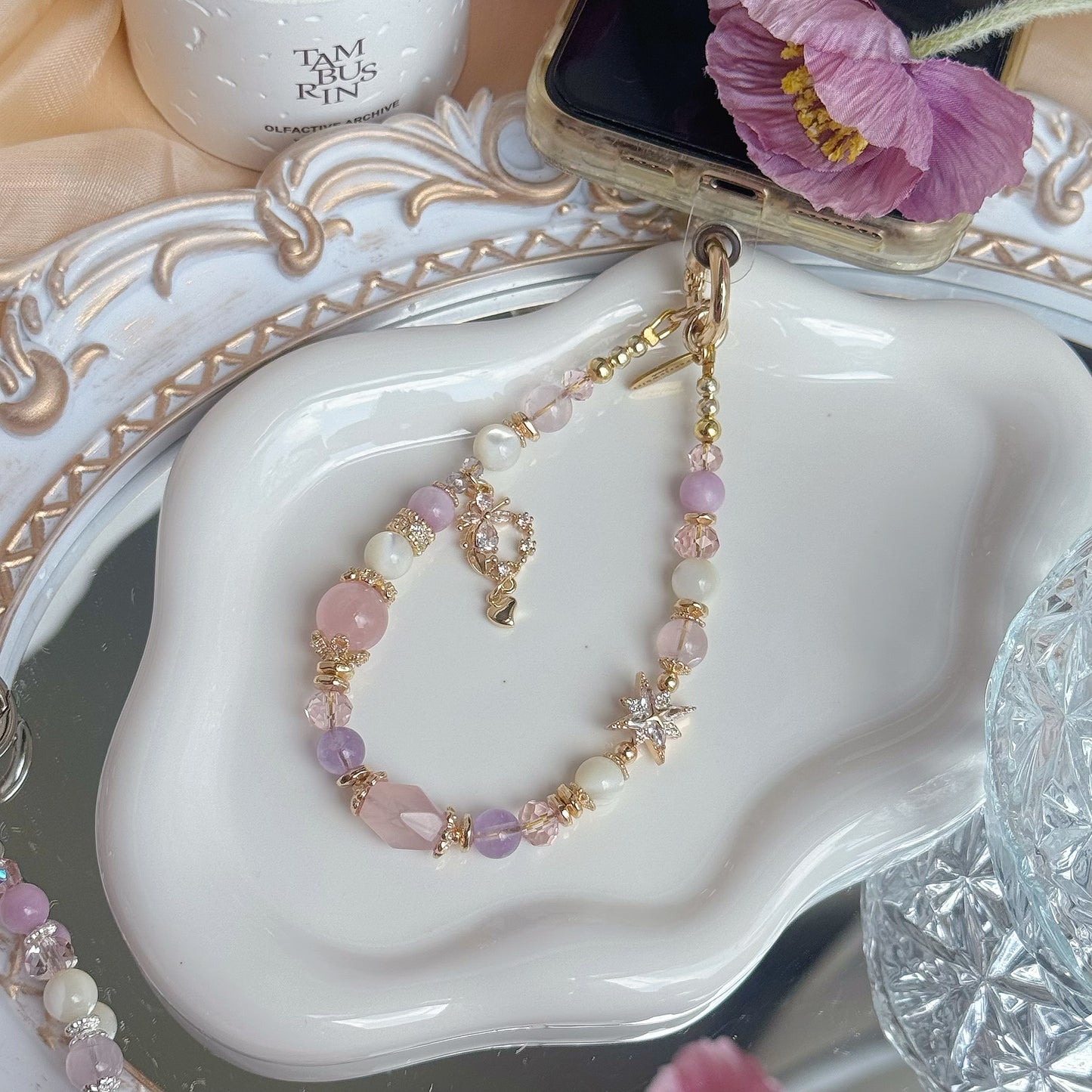 [Mini: 12.5cm] ELYSIA in Rose Quartz, Kunzite, Lavender Amethyst & White Trochus
