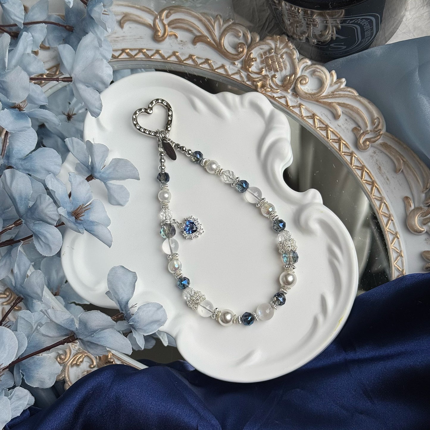 Heart of the Ocean in High Grade Clear Quartz & Blue Sheen Moonstone