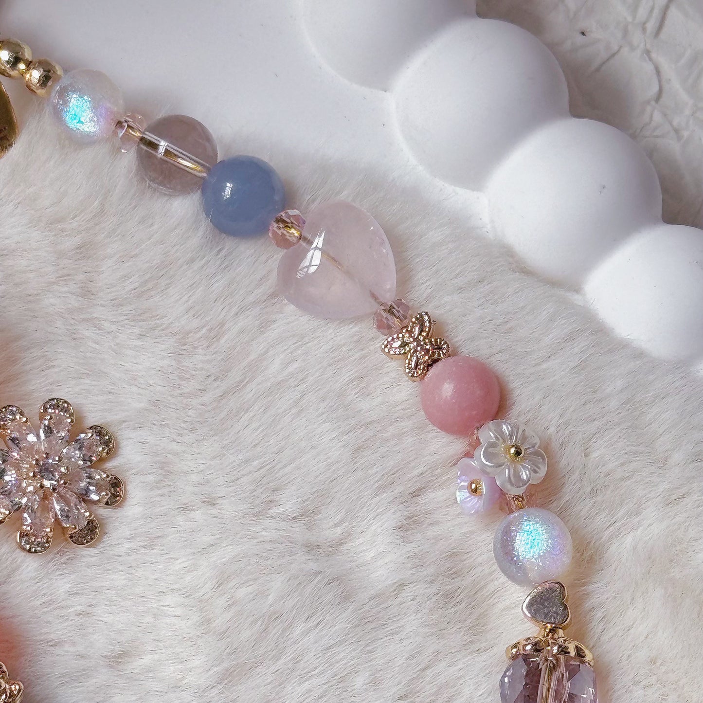 [Mini:13cm] FLUTTERBLOOM in Pink Opal, Rose Quartz, Angelite, Kunzite & Lavender Amethyst