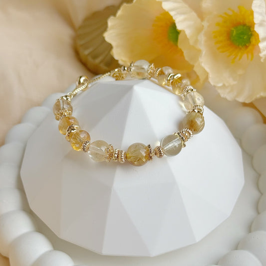 Lucky Goldie Pushpull in Citrine & Golden Rutile [WS: 13-18 CM]