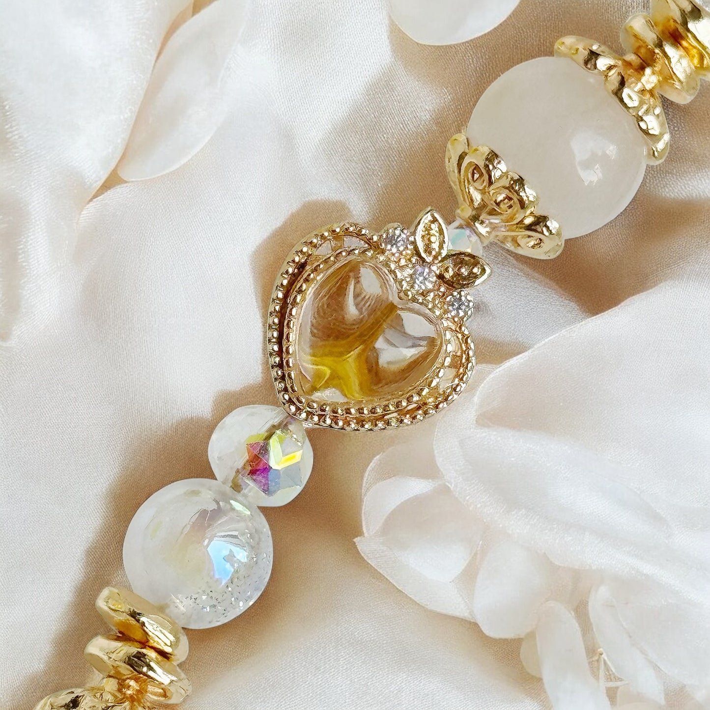 [Mini 12.5cm] Angel's Bow in White Jade & Clear Quartz