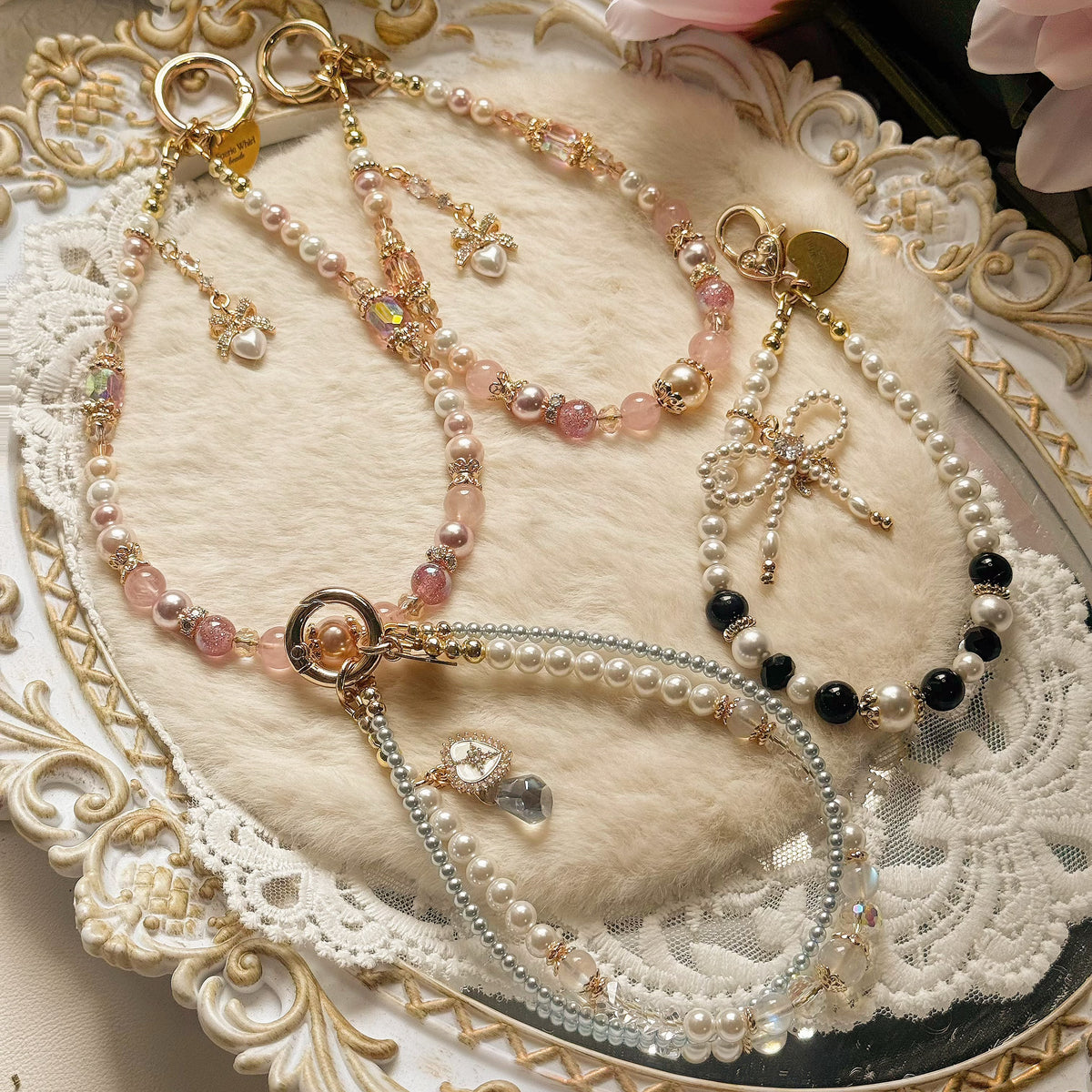 PINK MADELEINE in Rose Quartz & Mixed Faux Pearls