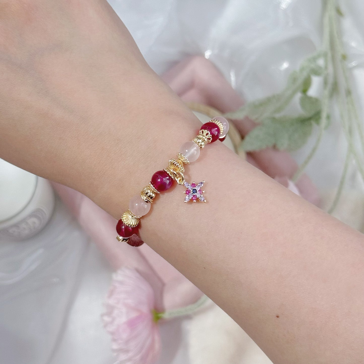 RYLEE in Star Ruby, Rose Quartz, Strawberry Quartz & Garnet [WS: 15cm]