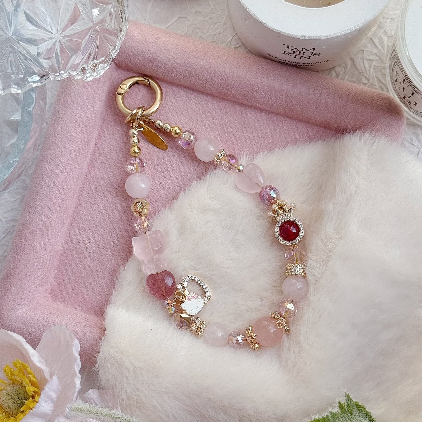 [Mini:13cm] Princess Hello Kitty in Rose Quartz, Strawberry Quartz & Red Star Ruby