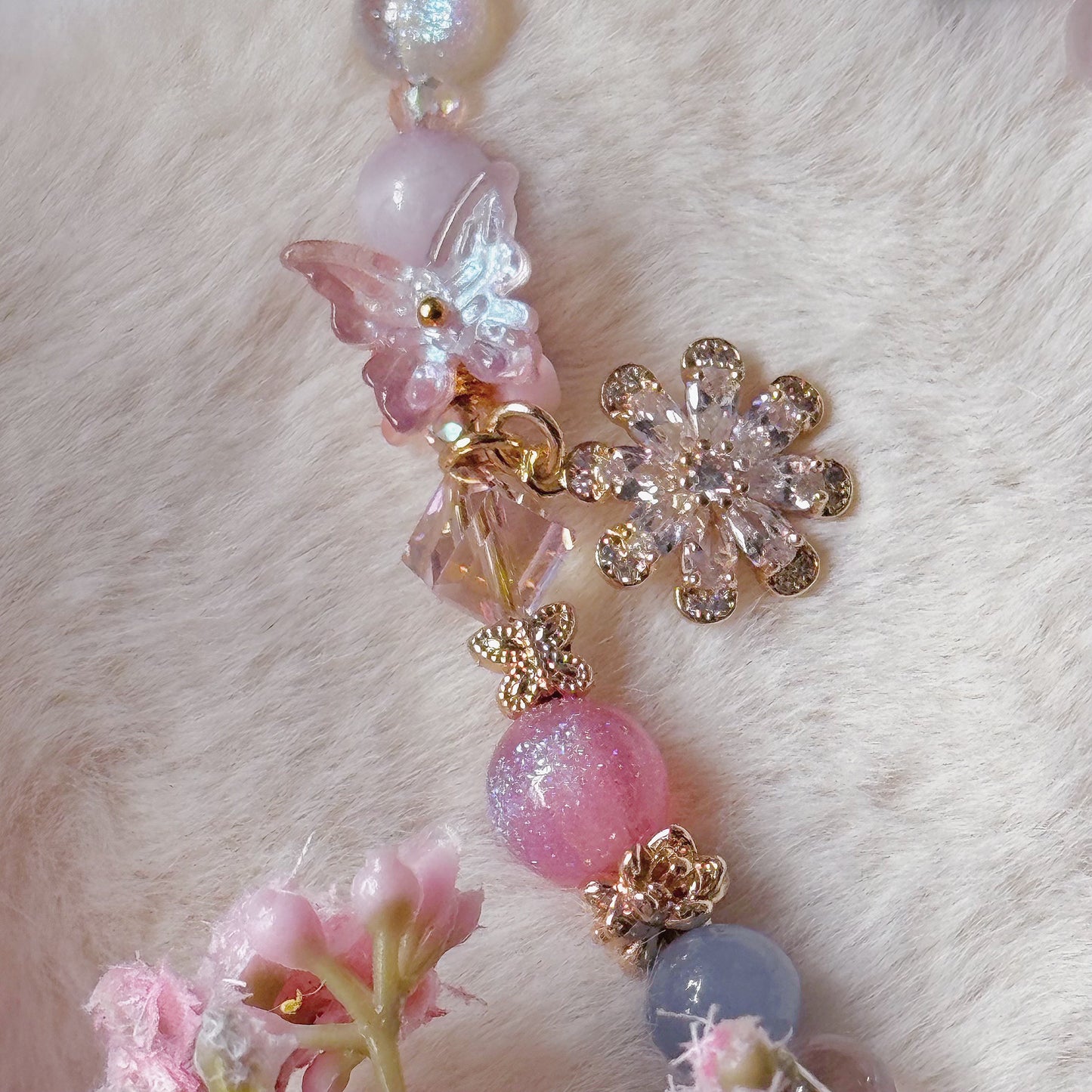 [Mini:13cm] FLUTTERBLOOM in Pink Opal, Rose Quartz, Angelite, Kunzite & Lavender Amethyst