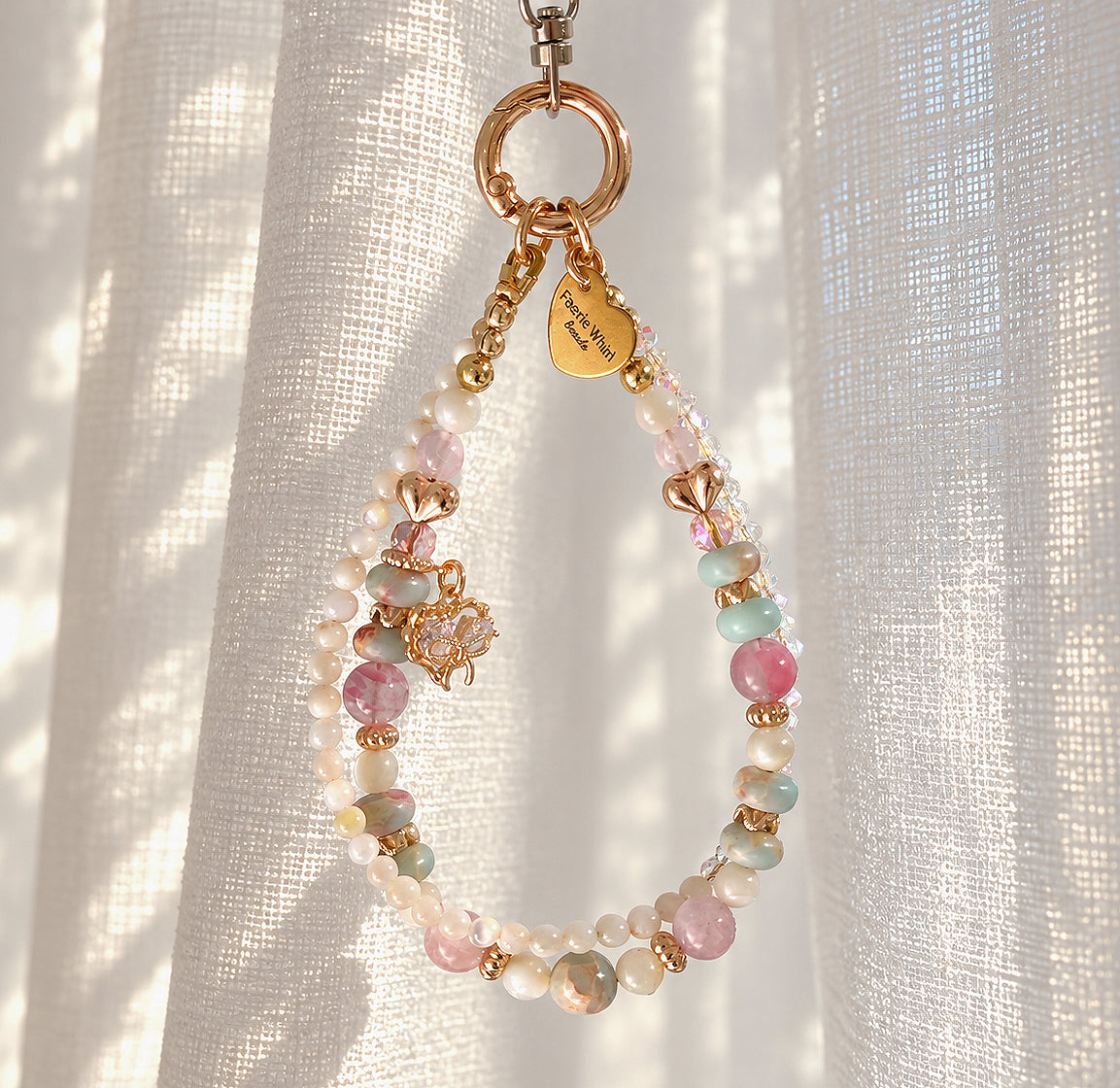 [Mini: 12cm] SWEETHEART in Aqua Terra Jasper, Sakura Rhodonite, Pink Lepidolite, Rose Quartz & Mother of Pearl