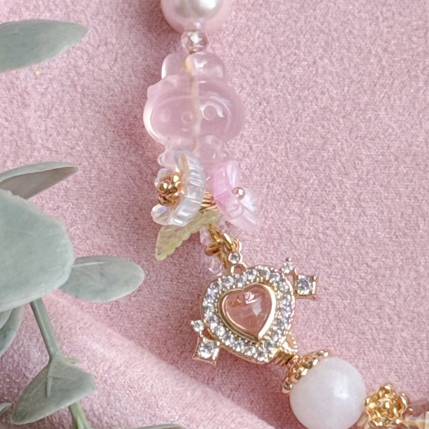 [Mini: 13.5cm] My Melody's Garden in Rose Quartz, Flower Agate, White Chalcedony & Pink Azeztulite