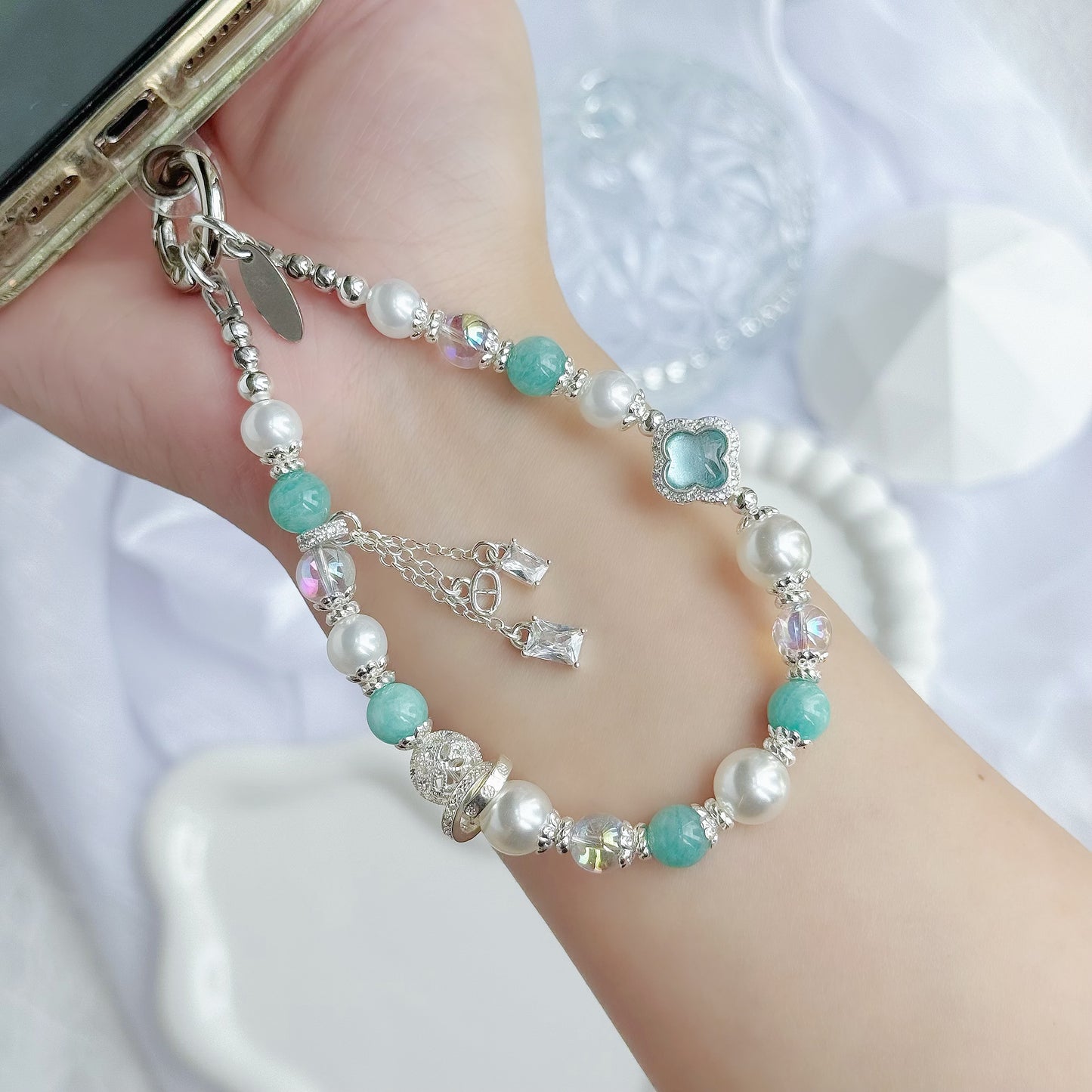 [Mini: 12.5cm] MIRELLE in Amazonite & White Faux Pearl