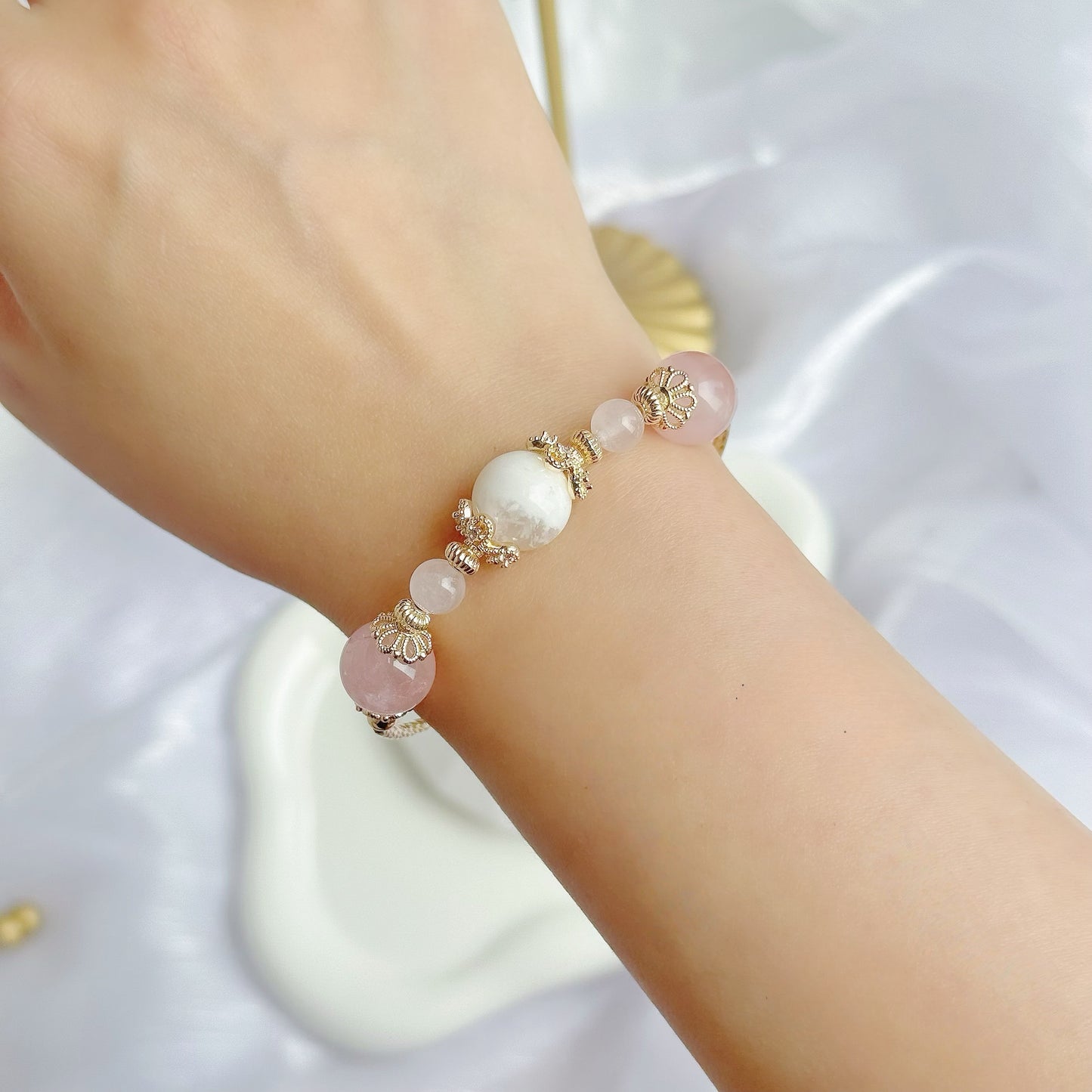 DIANA in Pink Snowflake Phantom & Madagascar Rose Quartz [ WS: 14.5 - 15cm]