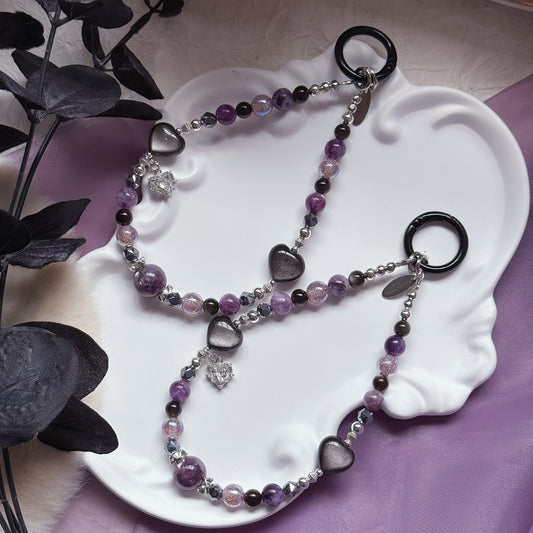 [Mini:14cm] Vivienne in Purple Mica, Sliver Obsidian & Hematite