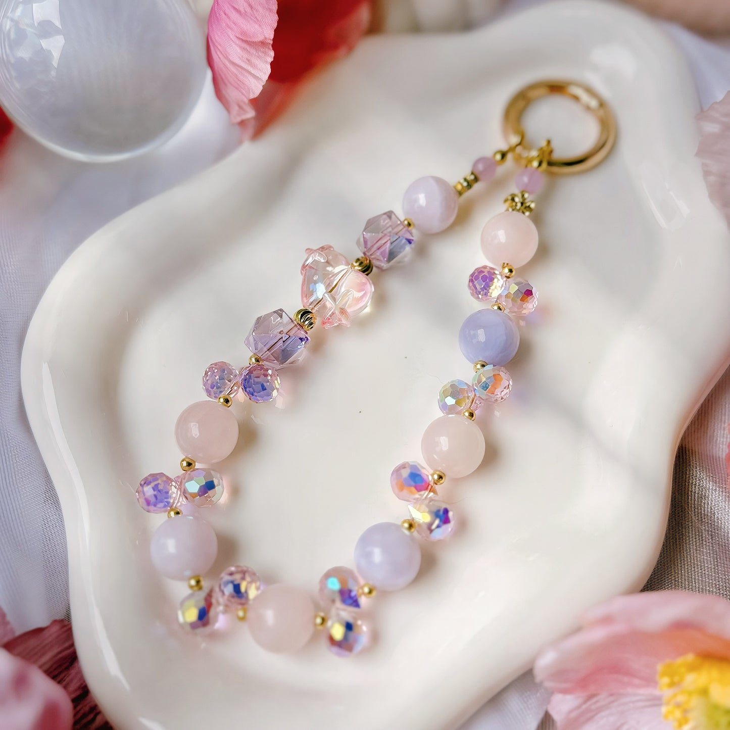 Pastel Harmony in Rose Quartz & Purple-red Botswana Agate