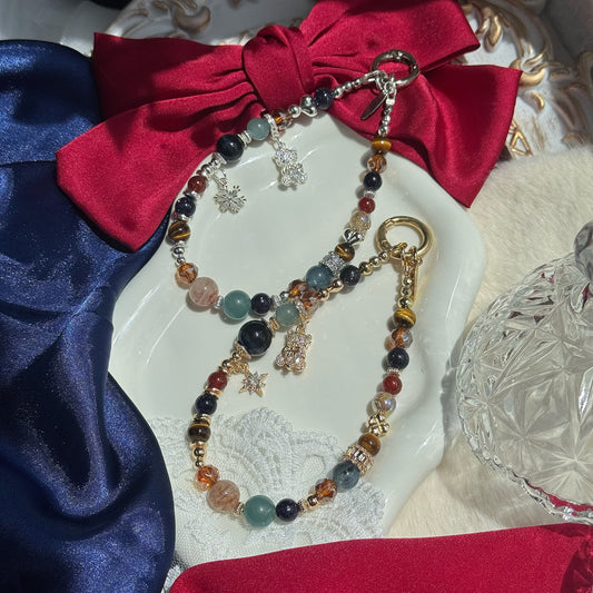 [Mini: 13cm] Ralph's Midnight Magic  in Blue/Yellow Tiger Eye, Garnet, Garden Quartz, Devil Aquamarine, Blue Sandstone& Blue-Green Chalcedony