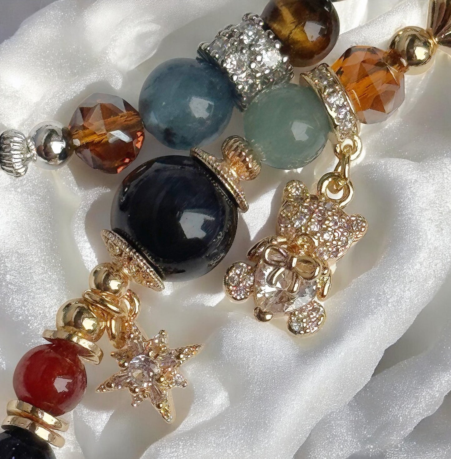 [Mini: 13cm] Ralph's Midnight Magic  in Blue/Yellow Tiger Eye, Garnet, Garden Quartz, Devil Aquamarine, Blue Sandstone& Blue-Green Chalcedony