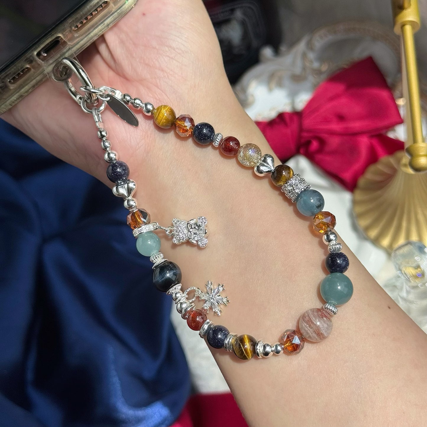 [Mini: 13cm] Ralph's Midnight Magic  in Blue/Yellow Tiger Eye, Garnet, Garden Quartz, Devil Aquamarine, Blue Sandstone& Blue-Green Chalcedony