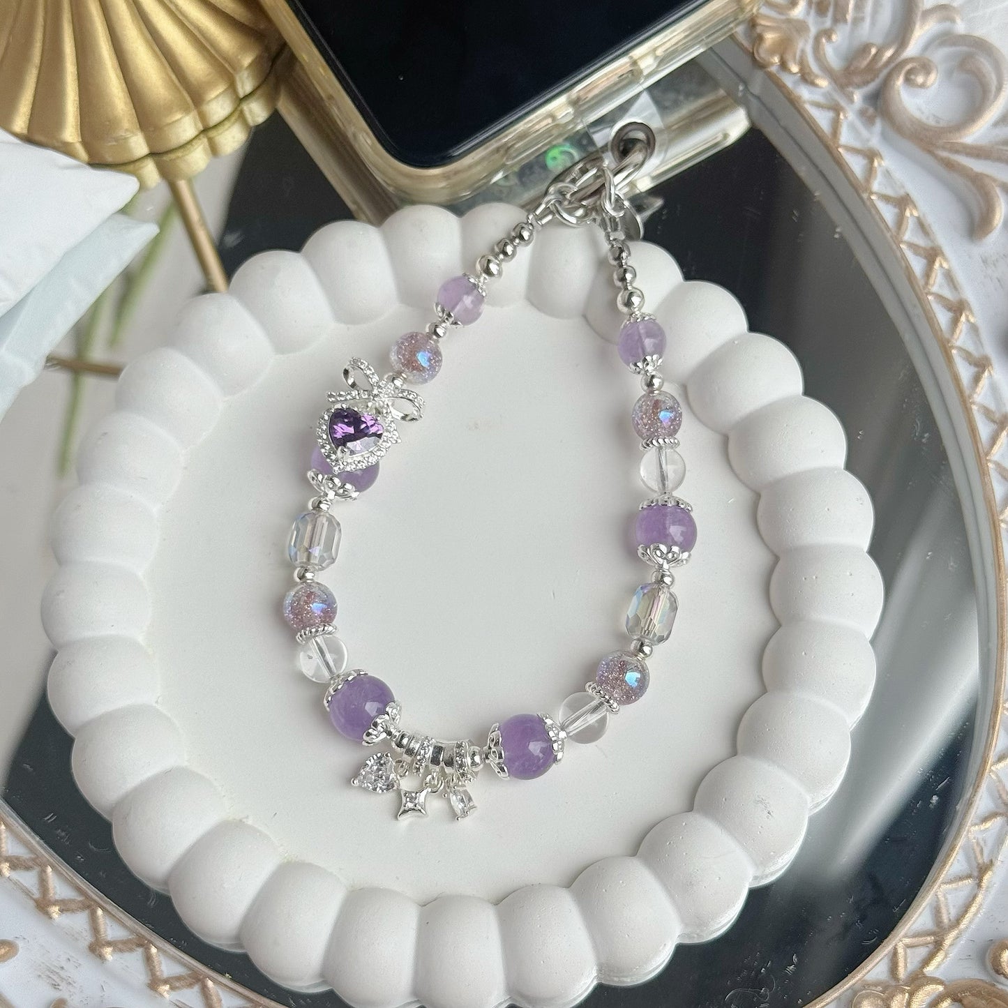 [Mini: 13cm] Wisteria in Lavender Amethyst & Clear Quartz