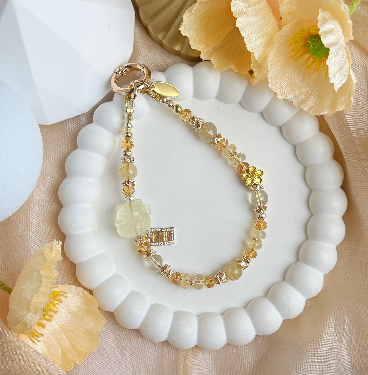[Mini:12.3cm] Citrine Lucky Paws in Citrine & Golden Rutile