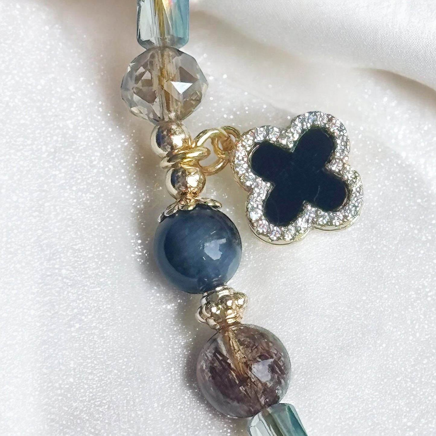 [Mini: 13cm] BLUVER in Blue Tiger Eye, Black-Gold Super 7, Blue-Green Chalcedony