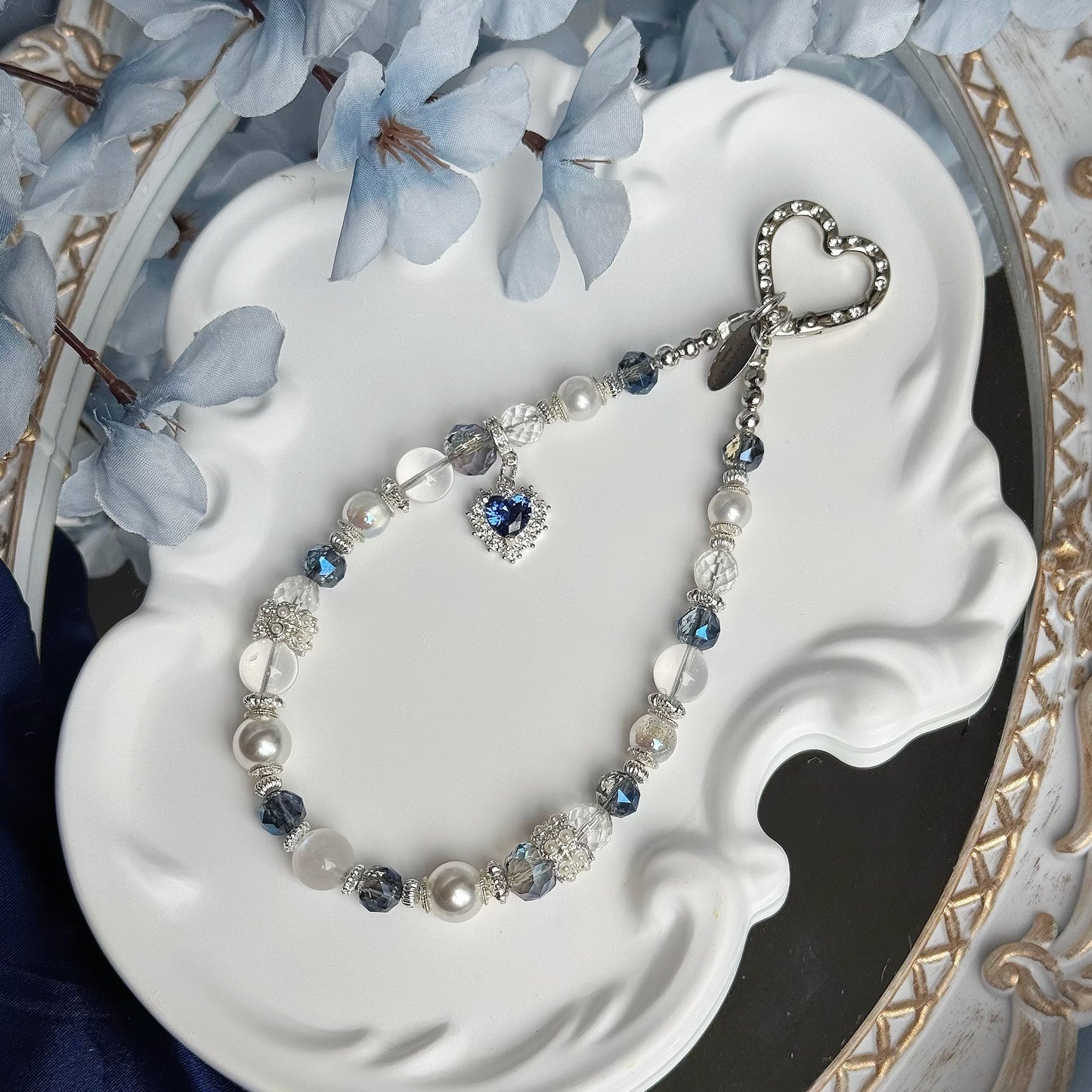 Heart of the Ocean in High Grade Clear Quartz & Blue Sheen Moonstone