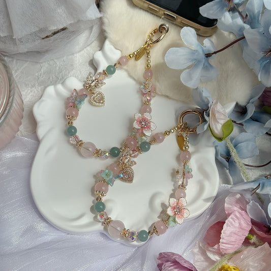 [Mini:13cm] Dahlia Floral in Rose Quartz & Blue-Green Chalcedony