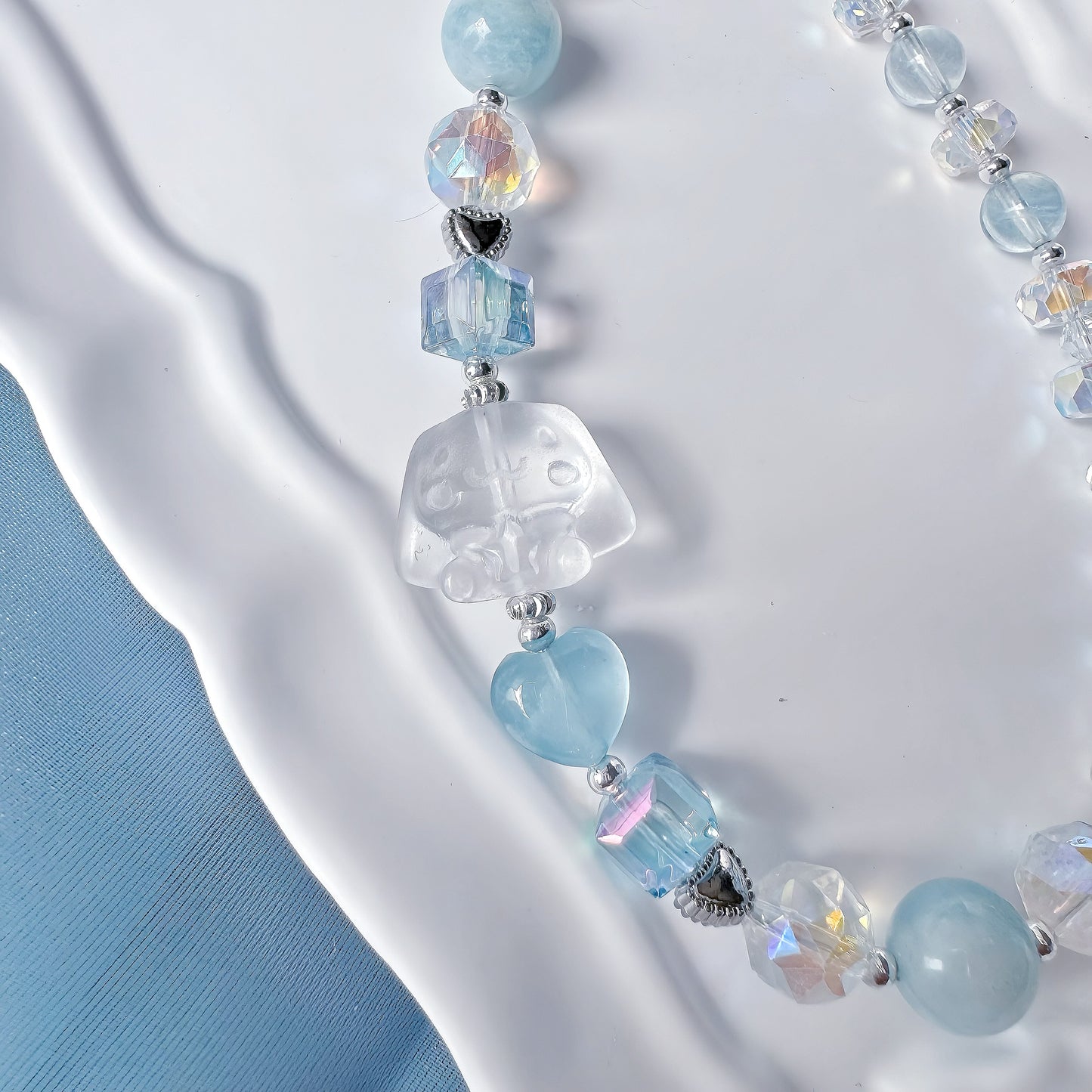 Cinna Ocean Sprout in Aquamarine, Clear Quartz & Austrian-Imported Crystals