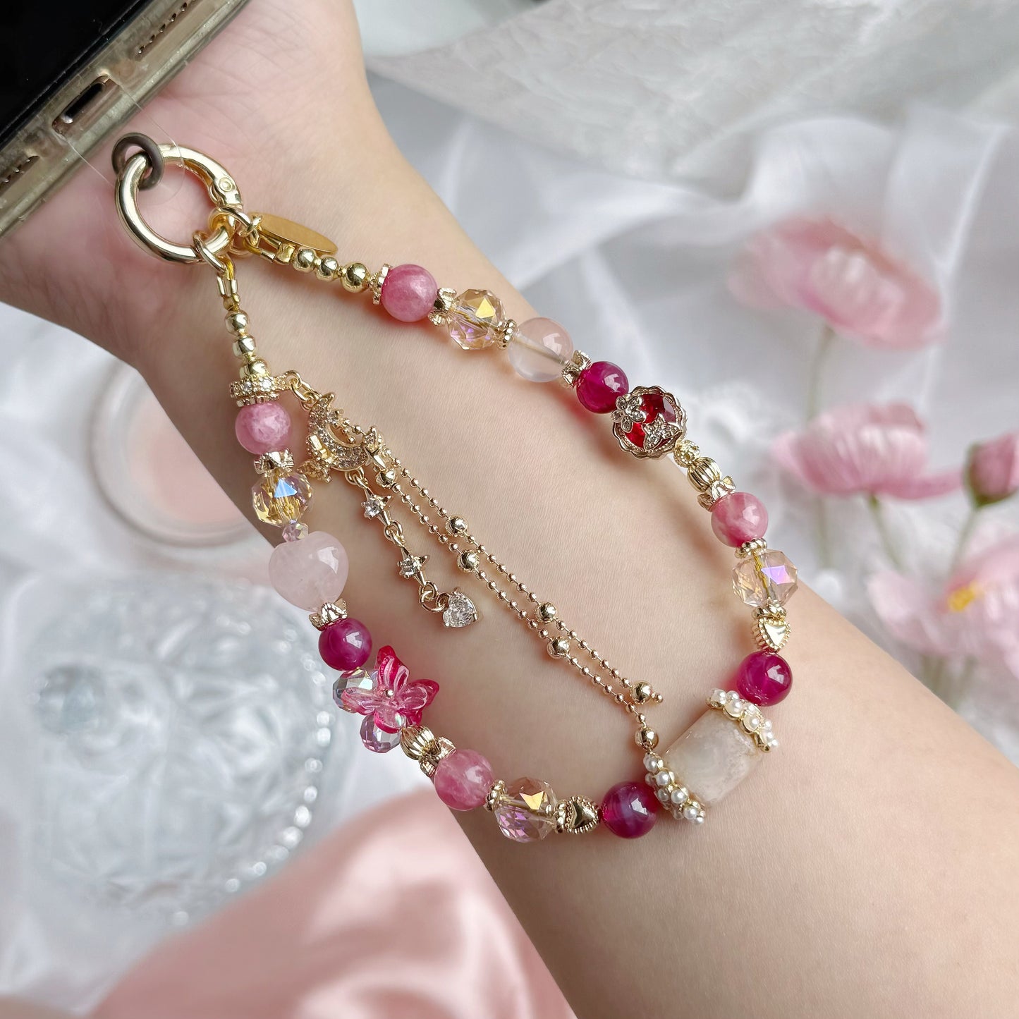 [Mini: 13cm] Red Starlet in Star Ruby, Flower Agate, Rhodonite & Rose Quartz