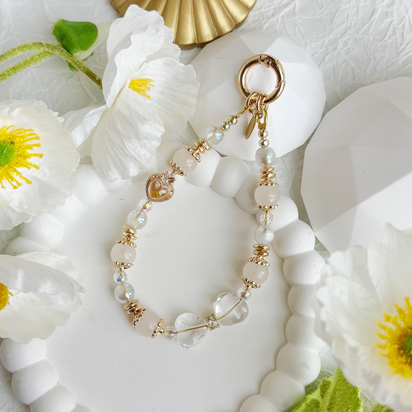 [Mini 12.5cm] Angel's Bow in White Jade & Clear Quartz
