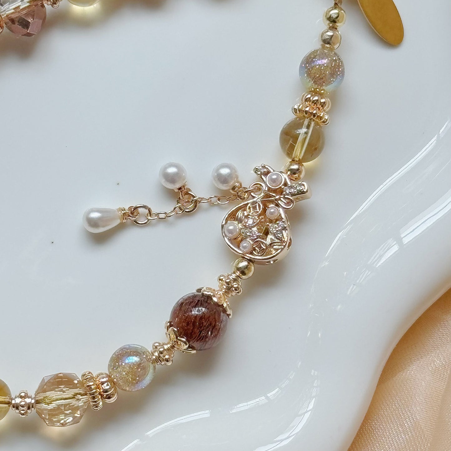 [Mini:13.5cm] Golden Rise in Black-Gold Super Seven, Citrine & Thousand Layers Garden Quartz