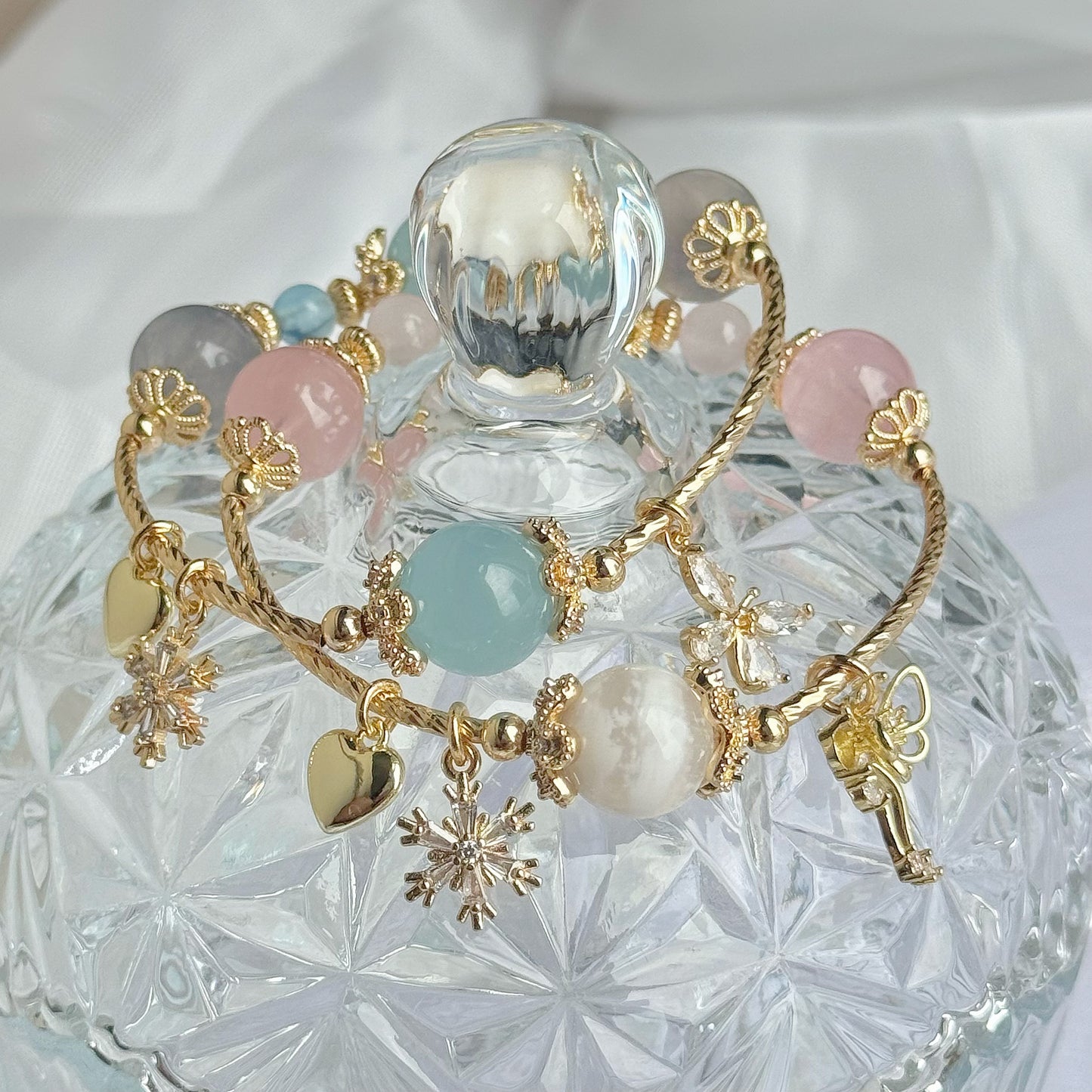 EMMA in Aquamarine &  Silky Blue Fluorite [WS: 14.5-15CM]