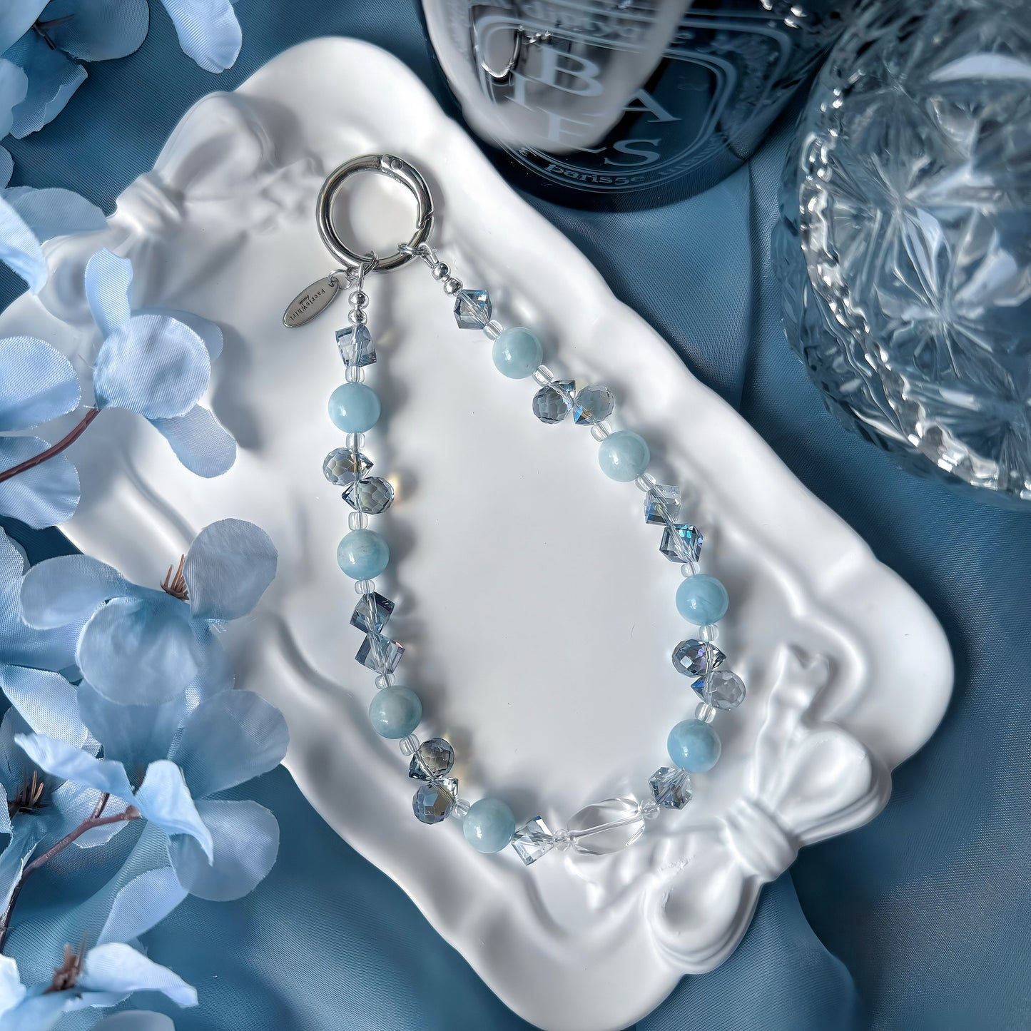 Blue Serenity in Aquamarine, Faceted Clear Quartz