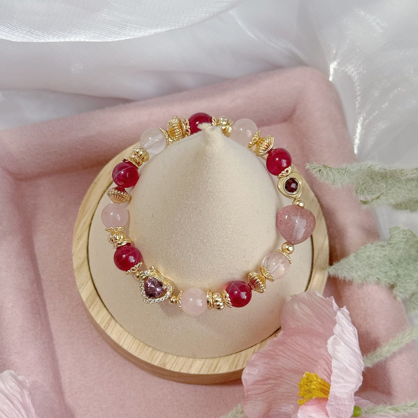 RYLEE in Star Ruby, Rose Quartz, Strawberry Quartz & Garnet [WS: 15cm]