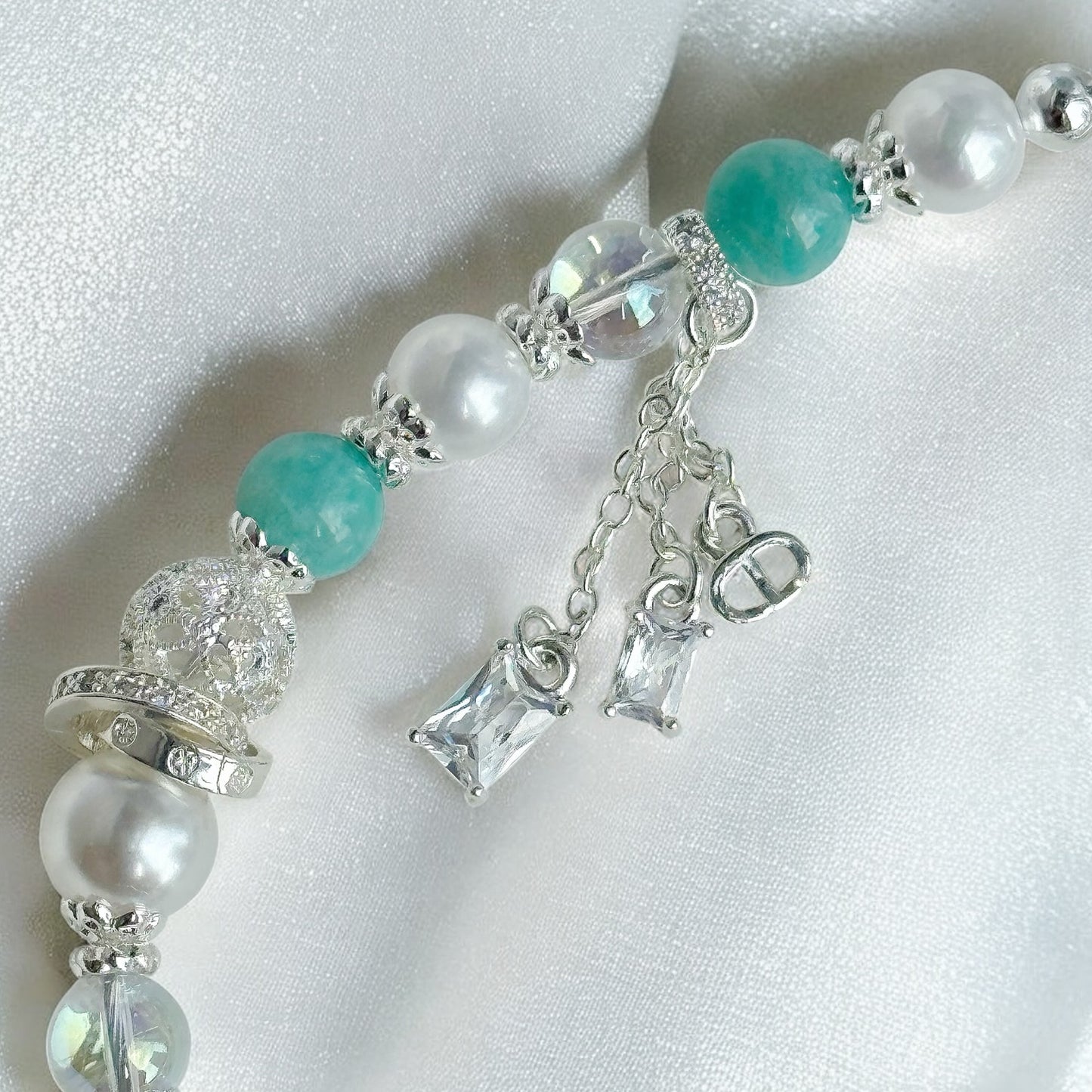 [Mini: 12.5cm] MIRELLE in Amazonite & White Faux Pearl