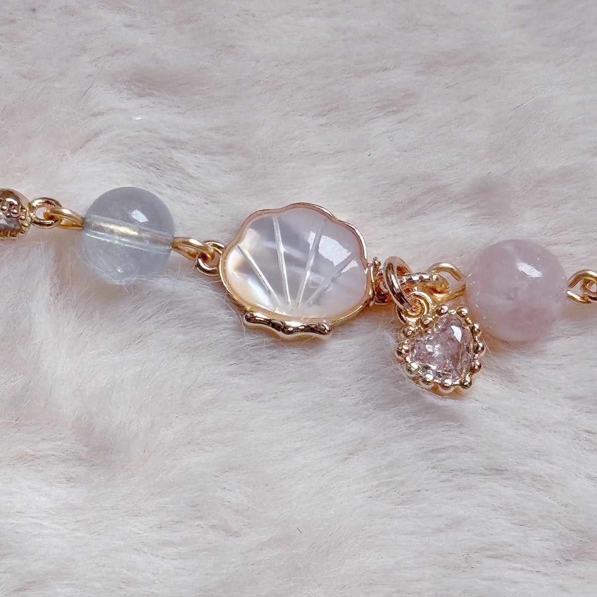 [WS: 14-18cm] OCEAN HUES in Aquamarine, Kunzite, Blue Rose Quartz, Rose Quartz, Pink Lepidolite, Lavender Amethyst & Freshwater Pearl