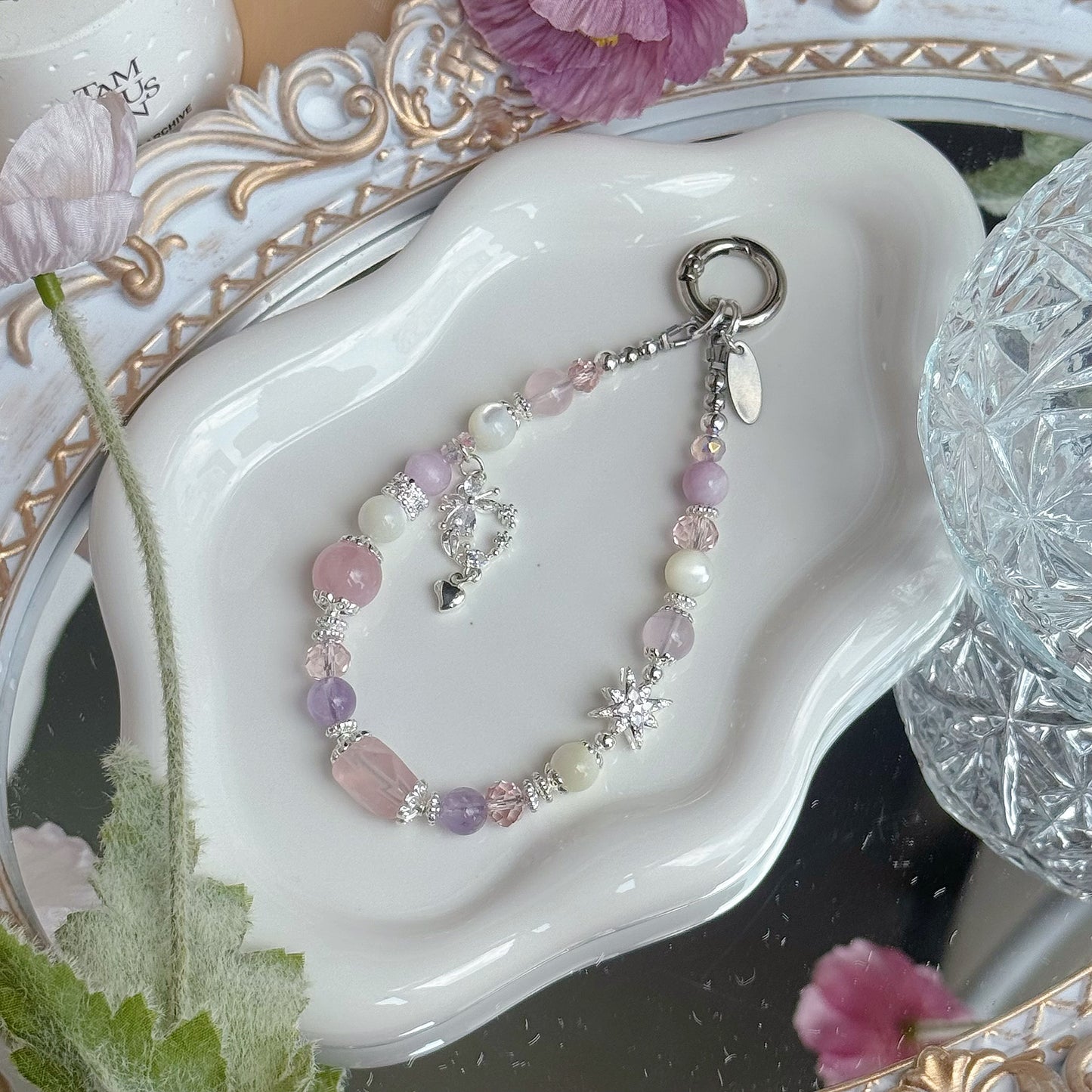 [Mini: 12.5cm] ELYSIA in Rose Quartz, Kunzite, Lavender Amethyst & White Trochus