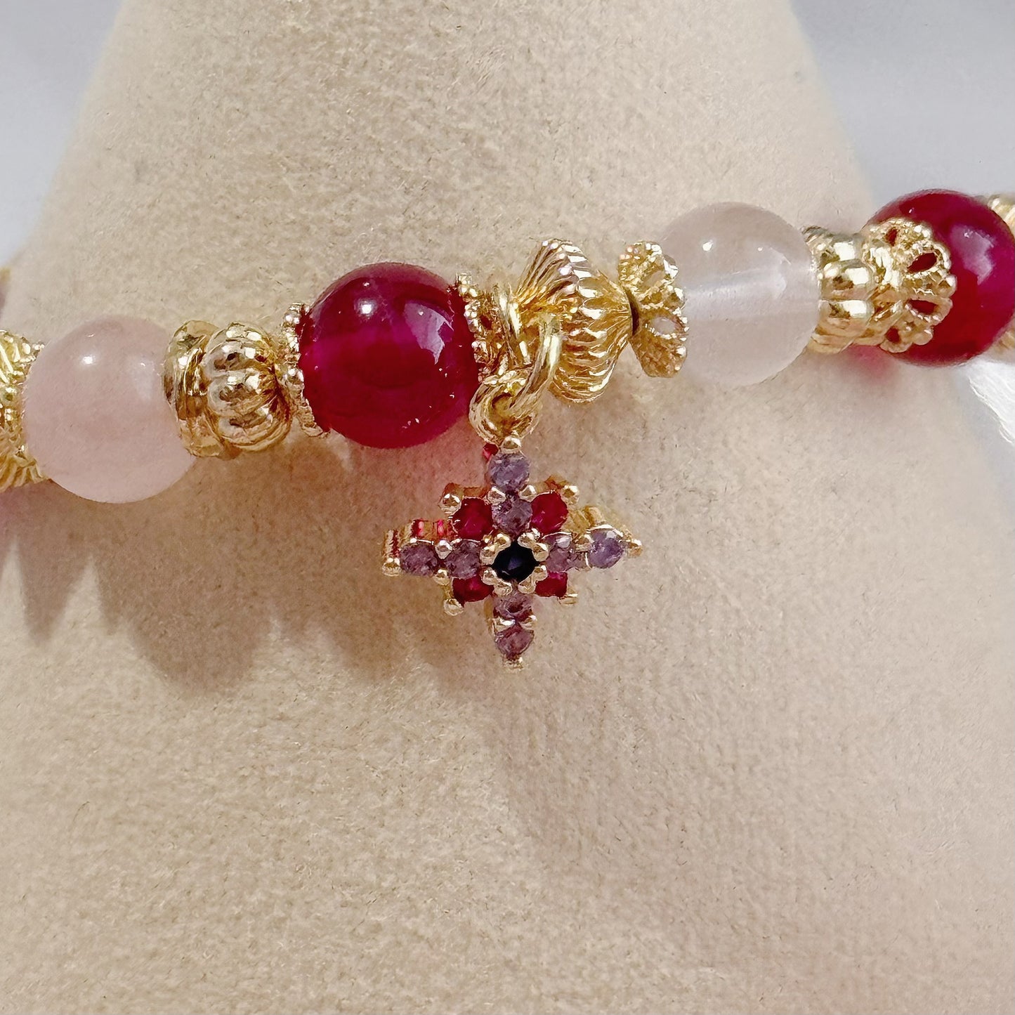 RYLEE in Star Ruby, Rose Quartz, Strawberry Quartz & Garnet [WS: 15cm]