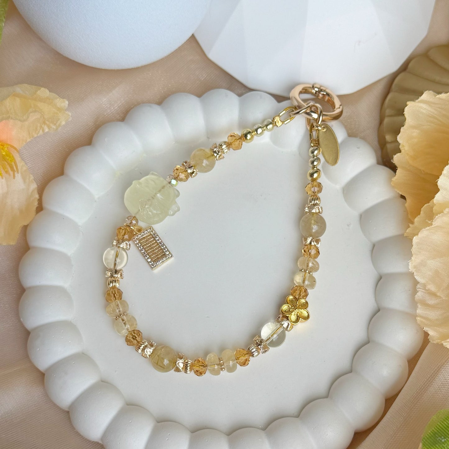 [Mini:12.3cm] Citrine Lucky Paws in Citrine & Golden Rutile
