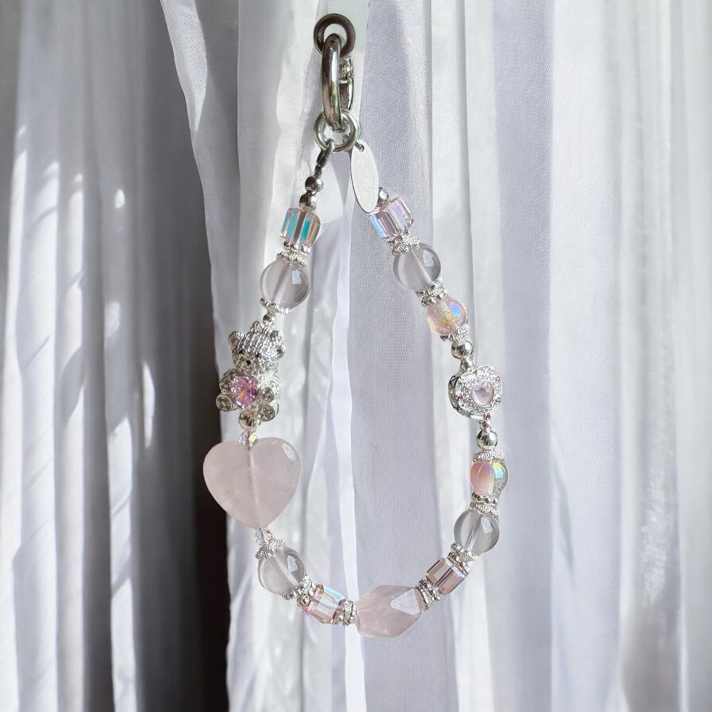 [Mini: 13cm] Beary Hearty in Clear Rose Quartz