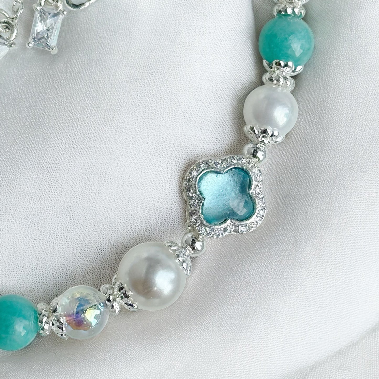 [Mini: 12.5cm] MIRELLE in Amazonite & White Faux Pearl