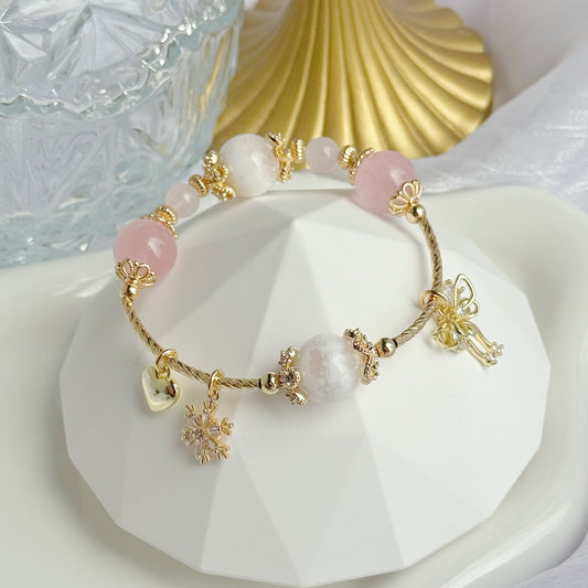 DIANA in Pink Snowflake Phantom & Madagascar Rose Quartz [ WS: 14.5 - 15cm]