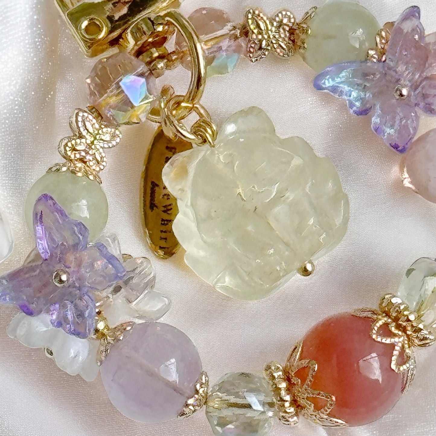 Foxy Oasis in Lemon Citrine, Yan Yuan Agate, Lavender Amethyst & Prehnite