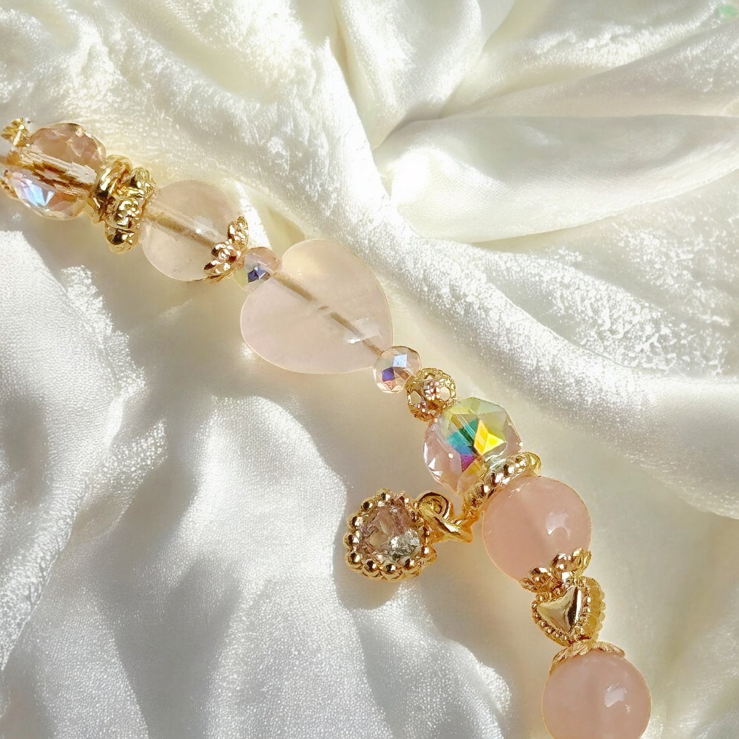[Mini:13.5cm] AMORE in Yan Yuan Agate, Starlight Rose Quartz & Rose Quartz