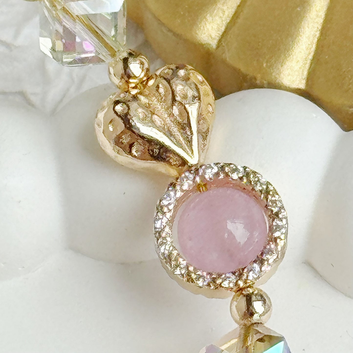 [Mini: 12.5cm] Wildberry Heart in Green Feather Fluorite, Kunzite, Citrine & Rose Quartz