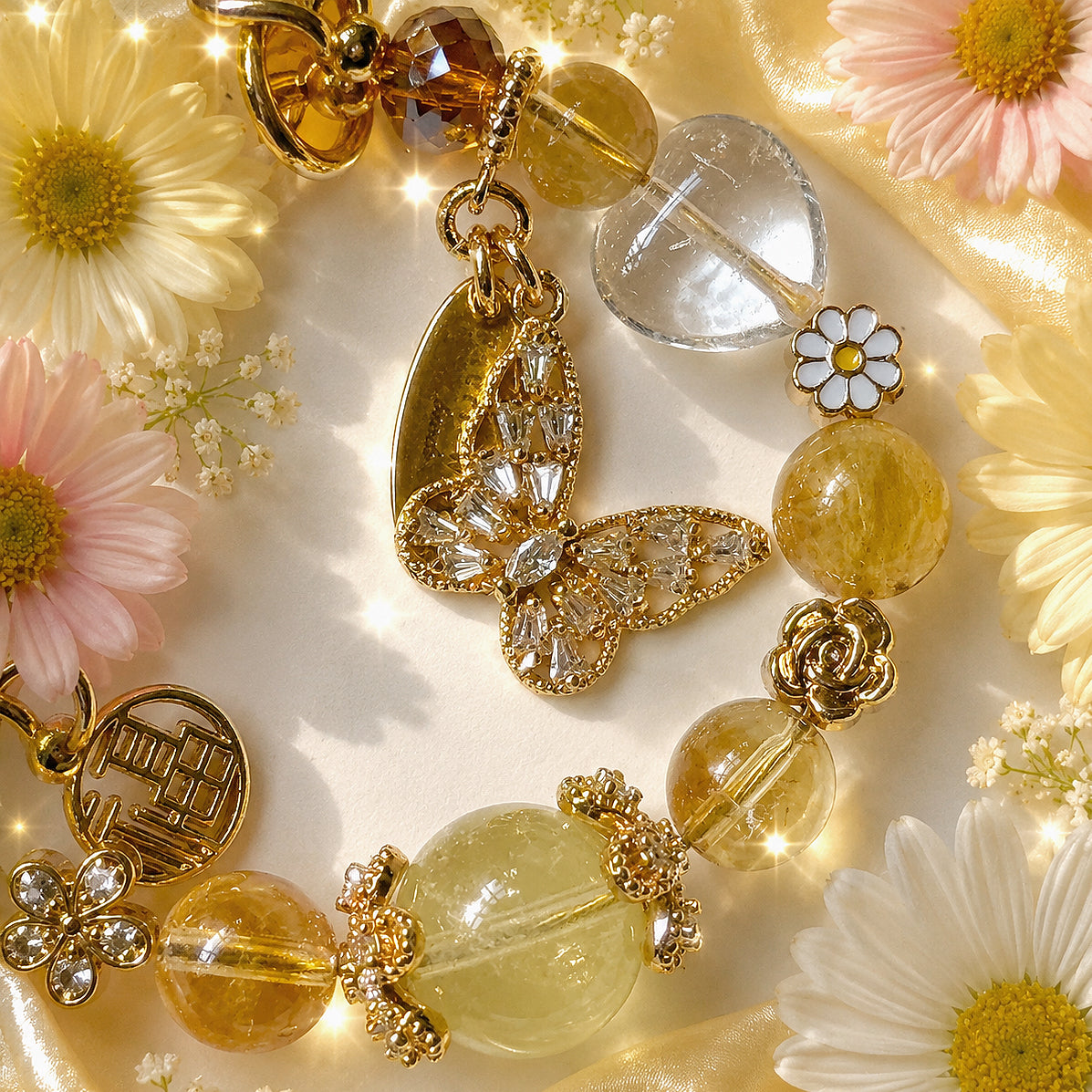 Princess Lyra NTF in Citrine, Golden Rutile Quartz & Clear Quartz