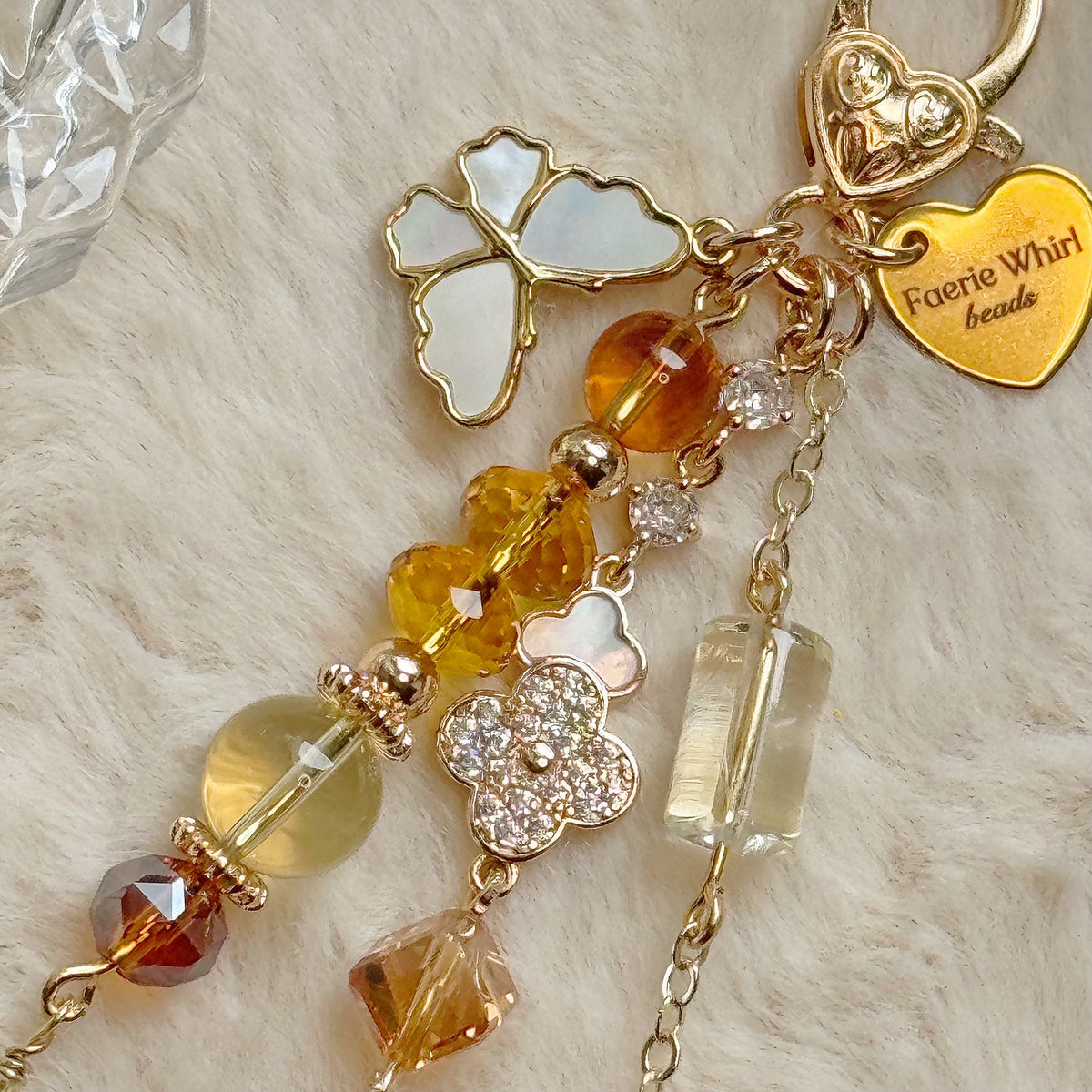CITRINE GARDEN Dangle in Citrine & Mother of Pearl Butterfly