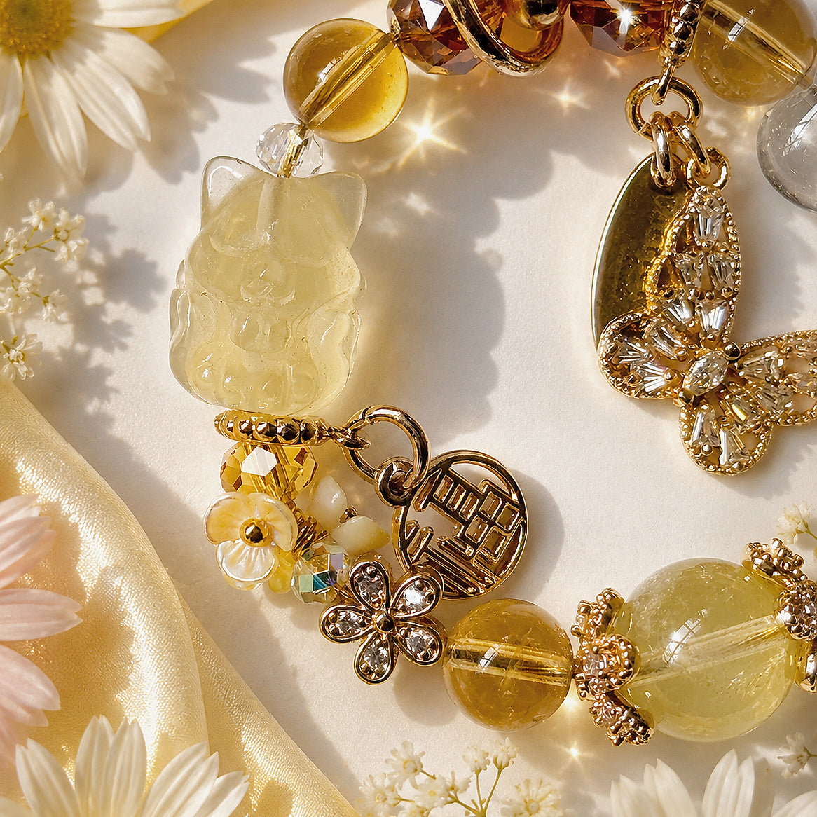 Princess Lyra NTF in Citrine, Golden Rutile Quartz & Clear Quartz