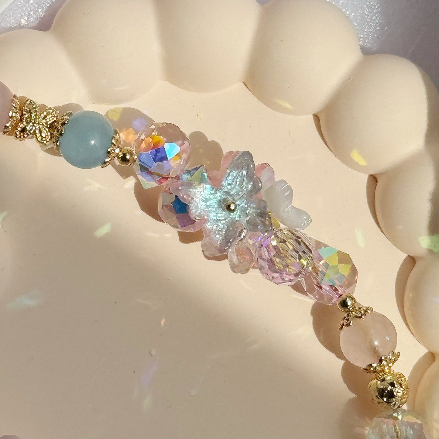 [Mini: 13cm] SOFT BLOOM in Aquamarine & Rose Quartz