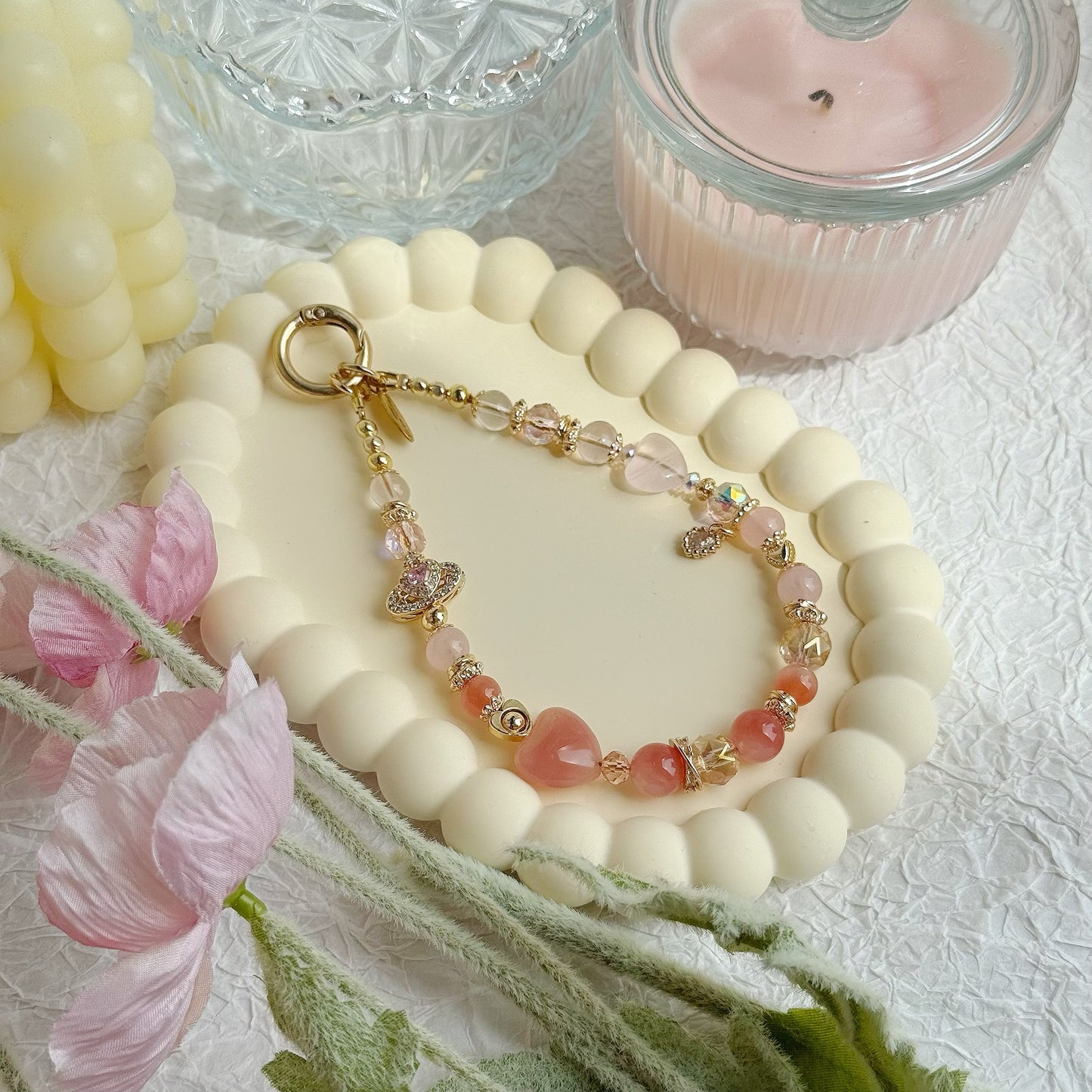 [Mini:13.5cm] AMORE in Yan Yuan Agate, Starlight Rose Quartz & Rose Quartz