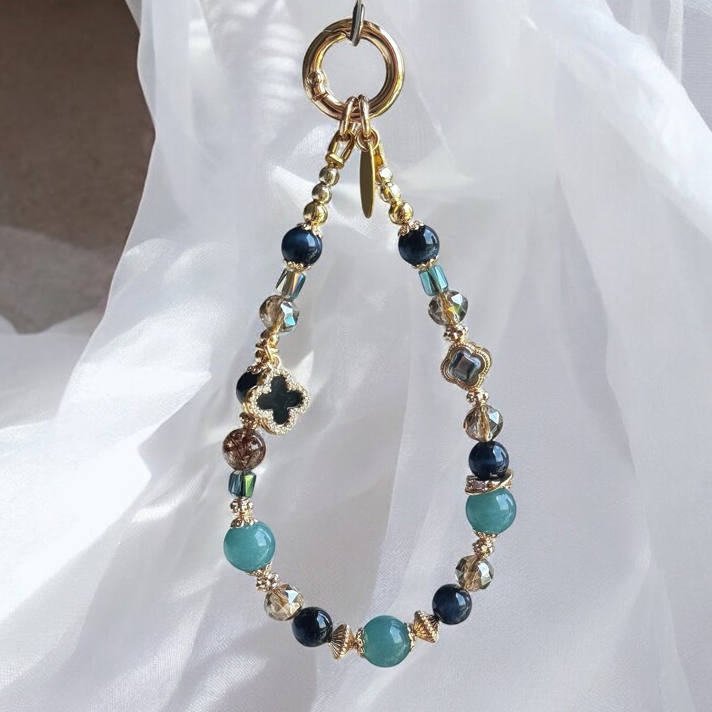 [Mini: 13cm] BLUVER in Blue Tiger Eye, Black-Gold Super 7, Blue-Green Chalcedony